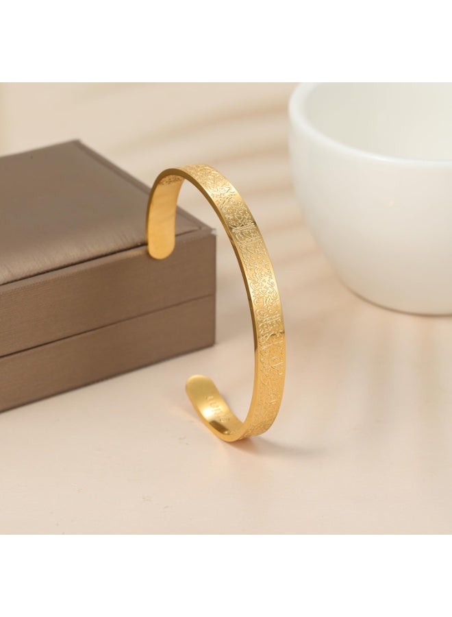 DOUGEI Islamic Jewelry Gifts for Women Allah Gold Bangles Bracelets Ayatul Kursi Arabic Cuff Bracelet for Women Men Islam Eid Ramadan New Year Gifts - Image 3