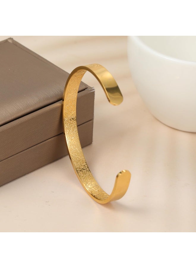 DOUGEI Islamic Jewelry Gifts for Women Allah Gold Bangles Bracelets Ayatul Kursi Arabic Cuff Bracelet for Women Men Islam Eid Ramadan New Year Gifts - Image 4