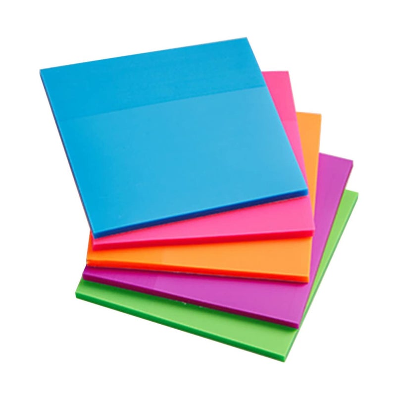 Transparent Self Stick Notepads 5Pcs Mixed Colors Reusable Reminder Notes for Home Office School - Image 2