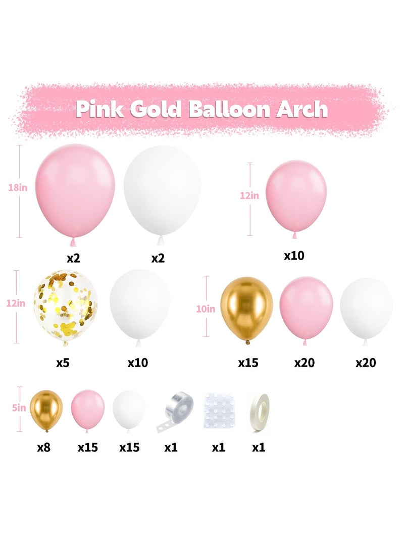 Pink and White Balloon Arch Kit, 121PCS Pink and Gold Balloon Garland Pastal Pink White Gold Confetti Balloons for Girls Birthday Baby Shower Wedding Bridal Shower Party Decorations - Image 2