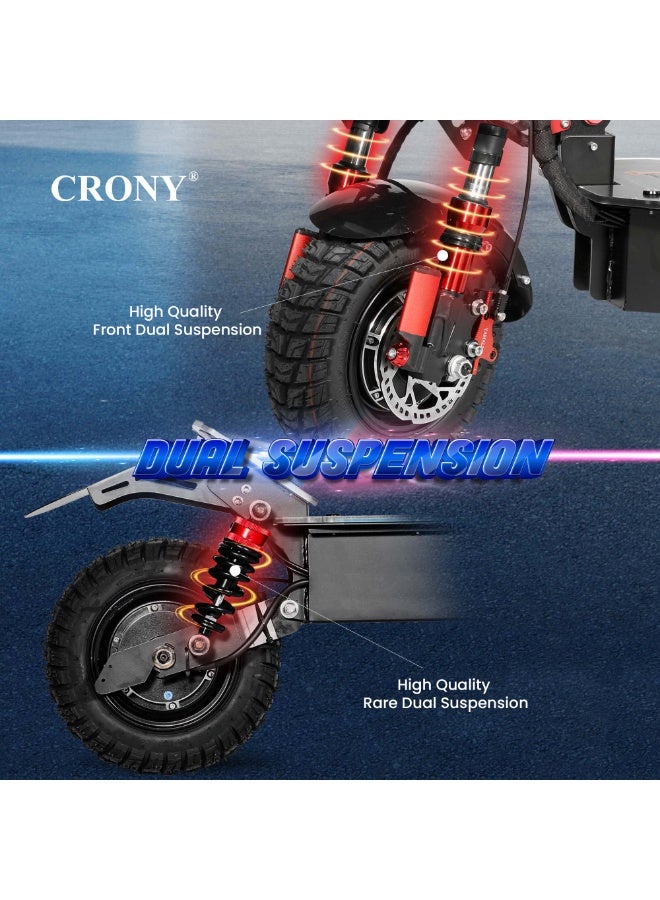 كروني سكوتر كهربائي Mk-11 بقوة 8000 واط، سرعة قصوى تصل إلى 99 كم/ساعة، مدى 55-80 كم ببطارية 60 فولت/28 أمبير/ساعة، نظام تعليق هيدروليكي مزدوج المحرك أمامي وخلفي، فرامل قرصية مزدوجة، إطارات 11 بوصة للطرق الوعرة، هيكل من سبائك الألومنيوم، إضاءة RGB، مكبر صوت بلوتوث، شاشة LCD كبيرة - أداء مثالي للقيادة في المناطق الحضرية والطرق الوعرة. - Image 5