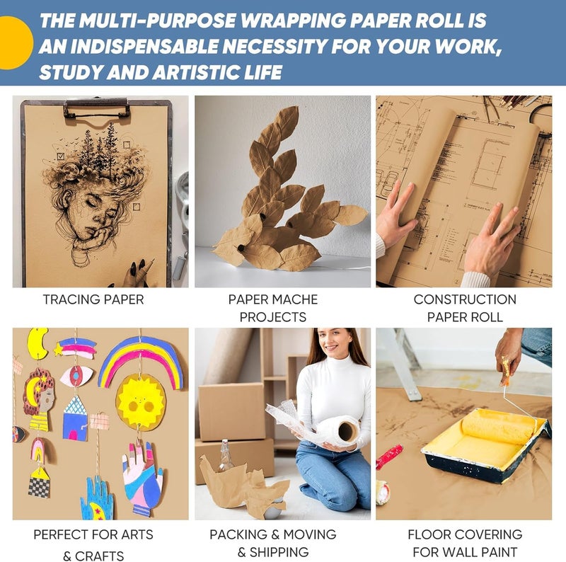 Mr Packers 40 Inch 10 Mtr Eco Kraft Natural Brown Paper Roll || 100 GSM || Perfect for Packing, Wrapping, Crafting, Shipping & DIY Projects || Unwaxed and Uncoated - Image 4