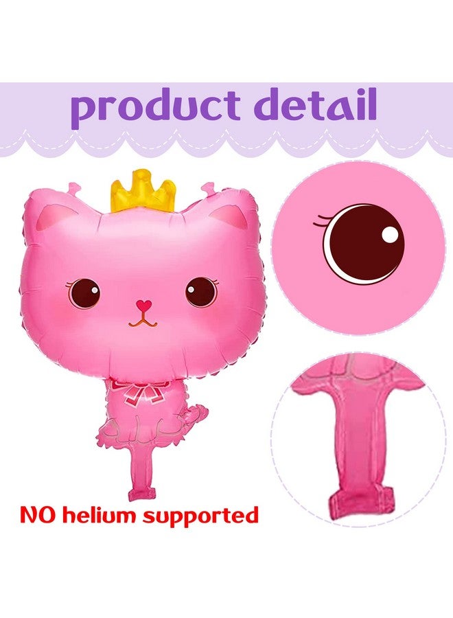 umoni Cat Party Balloons Kitty Balloons for Birthday Decoration 16 Cartoon Cat Print Latex Balloons 4 Crown Cat Foil Balloons for Cat Theme Birthday Party Baby Shower Supplies - Image 3