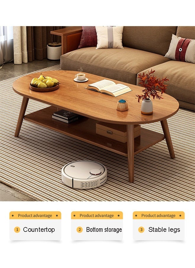 NKX - Modern 2 Layer Coffee Table with Storage table 100 CM - Image 1