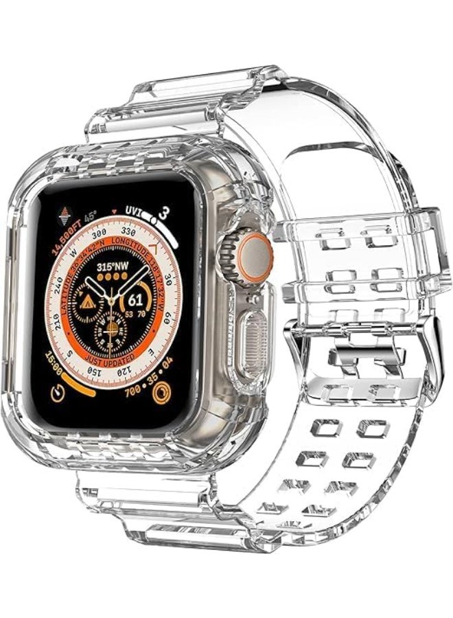 TPU Rubber Sport Strap with Shockproof Case Compatible with Apple Watch Ultra/Series 10–1/SE – Durable Replacement Band