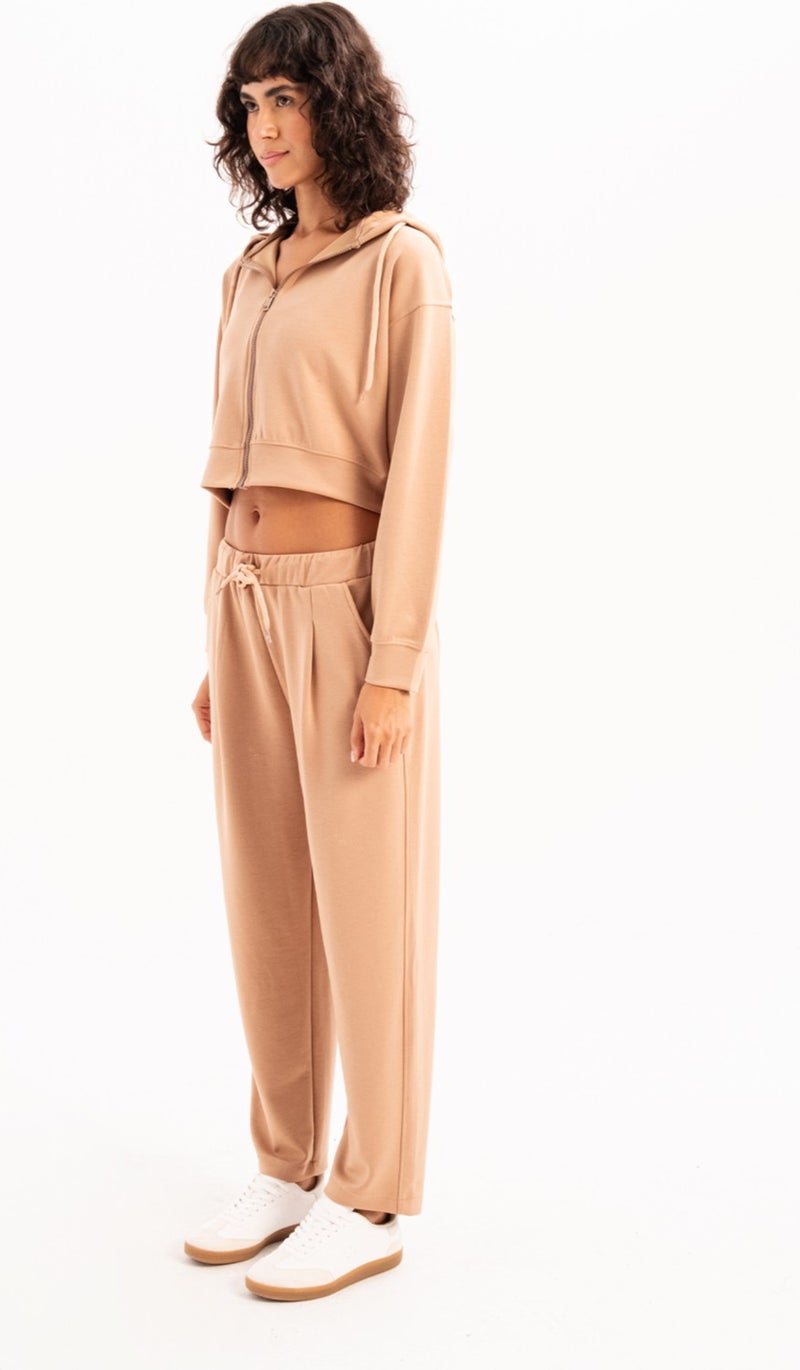 Justever Oversize Fit Elastic Waist Pocket Relaxed Cut Mink Women's Sweatpants - Flex  - Image 5
