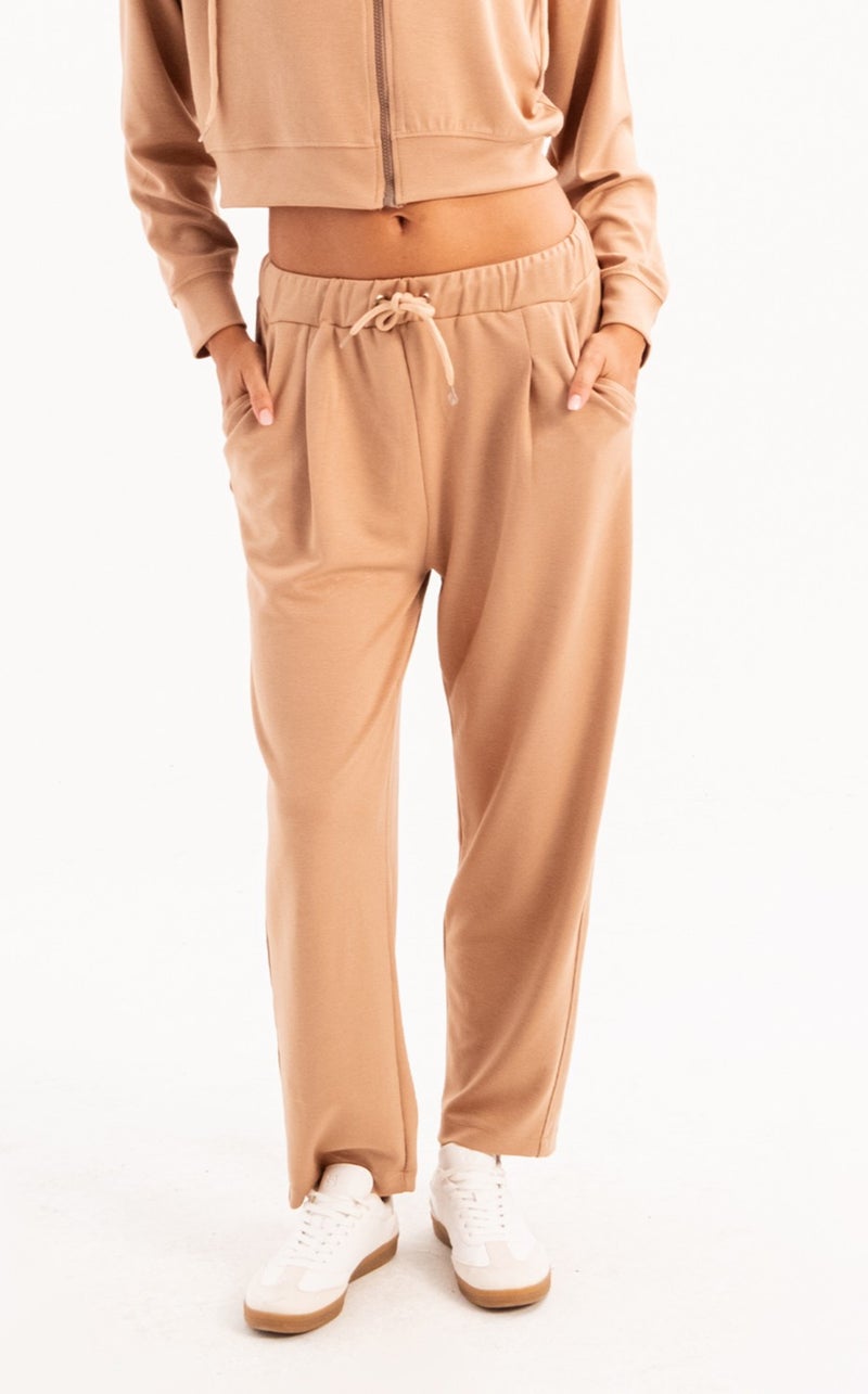 Justever Oversize Fit Elastic Waist Pocket Relaxed Cut Mink Women's Sweatpants - Flex  - Image 2