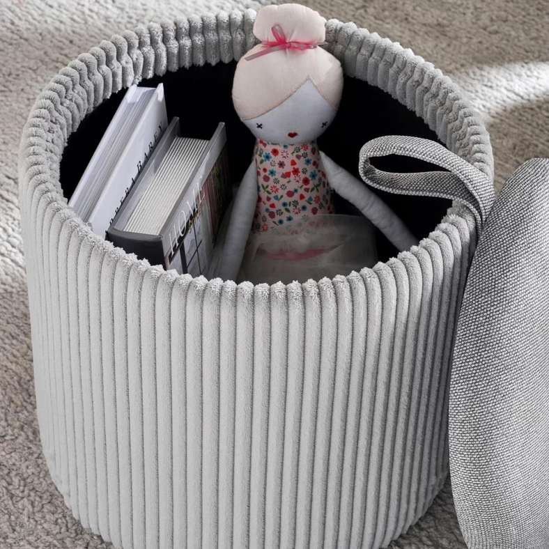 Pan Home Arianna Ribbed Pouf - Grey - Image 3