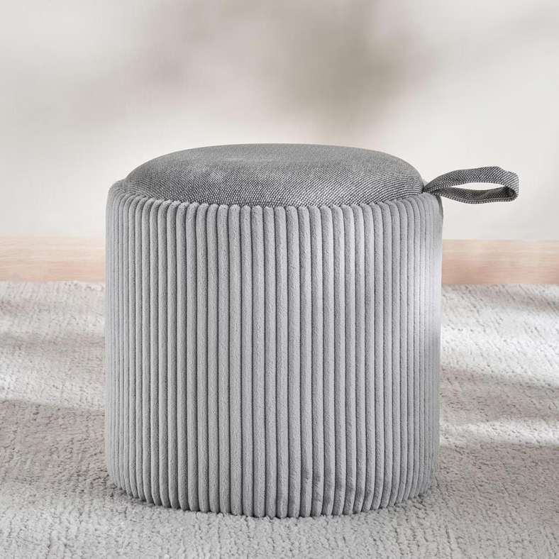 Pan Home Arianna Ribbed Pouf - Grey - Image 2