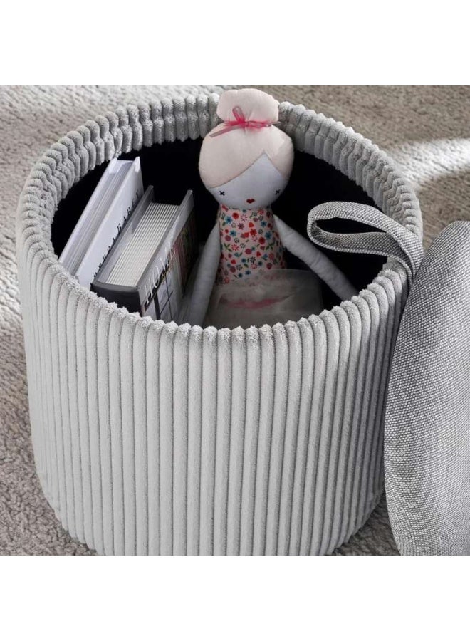 Pan Home Arianna Ribbed Pouf - Grey - Image 3