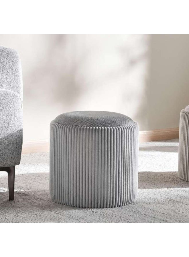 Pan Home Arianna Ribbed Pouf - Grey - Image 1