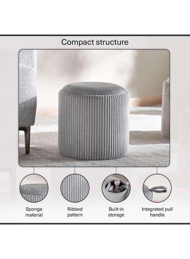 Pan Home Arianna Ribbed Pouf - Grey - Image 5