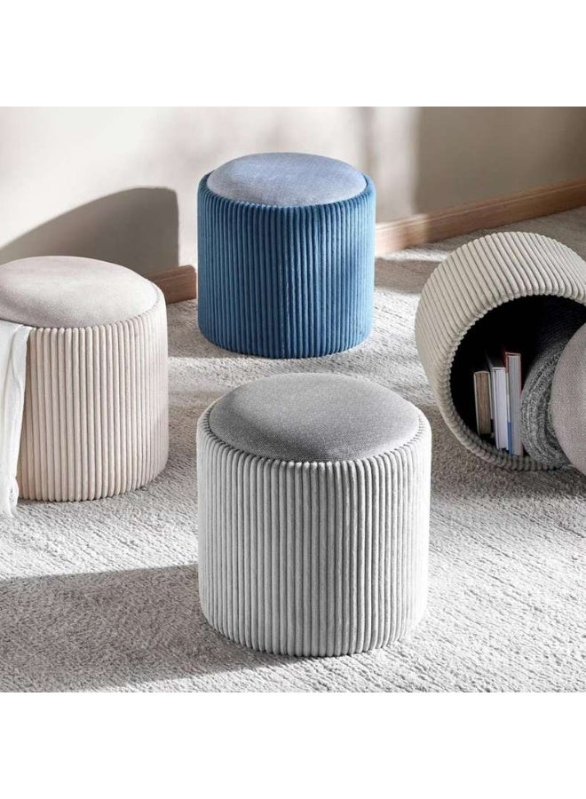 Pan Home Arianna Ribbed Pouf - Grey - Image 4