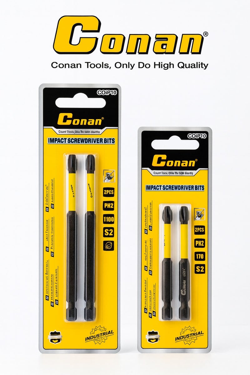 Conan Professional Phillips Screwdriver Set, 4 Pieces, Sizes L100 & L70 mm, PH2 Head, Industrial-Grade S2 Steel, Model COIP100 & COIP70 - Image 3