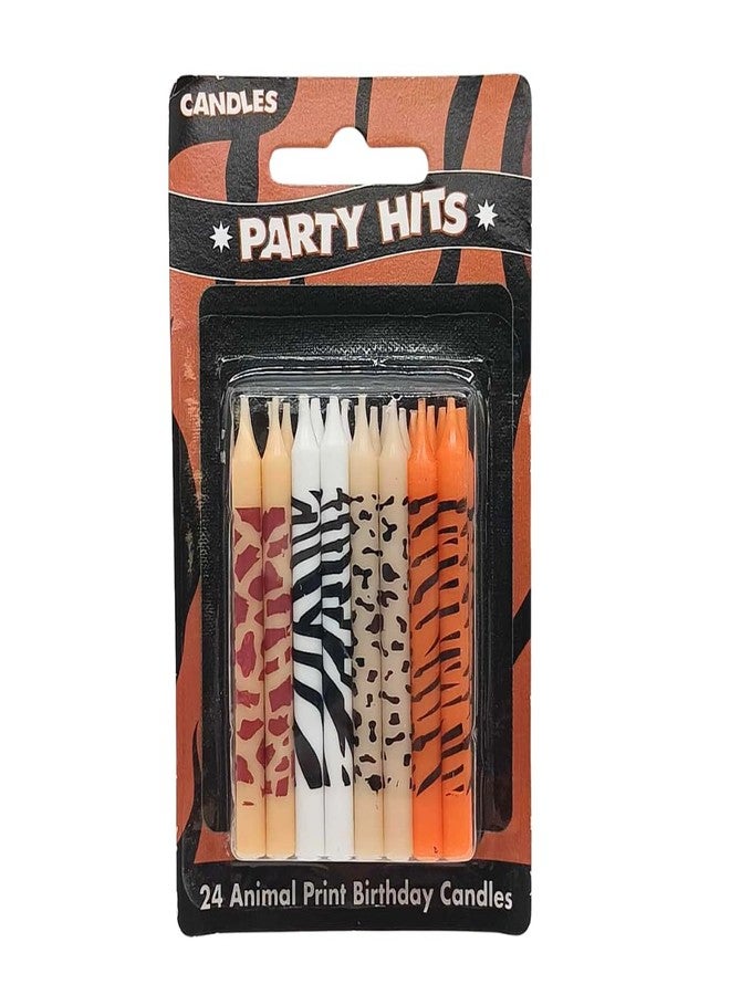 24-Pack Safari Wild Animal Print Birthday Cake Candles