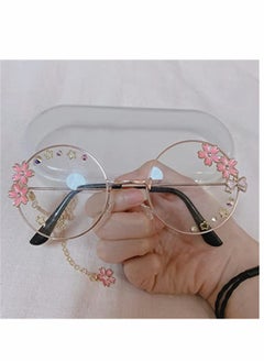 ماركة غير محددة قلادات نظارات، سلاسل نظارات، نظارات كاواي دائرية، مع إكسسوارات سلسلة كاواي، زي تنكري زهور ساكورا، نظارات جميلة، للنساء والفتيات  - Image 4