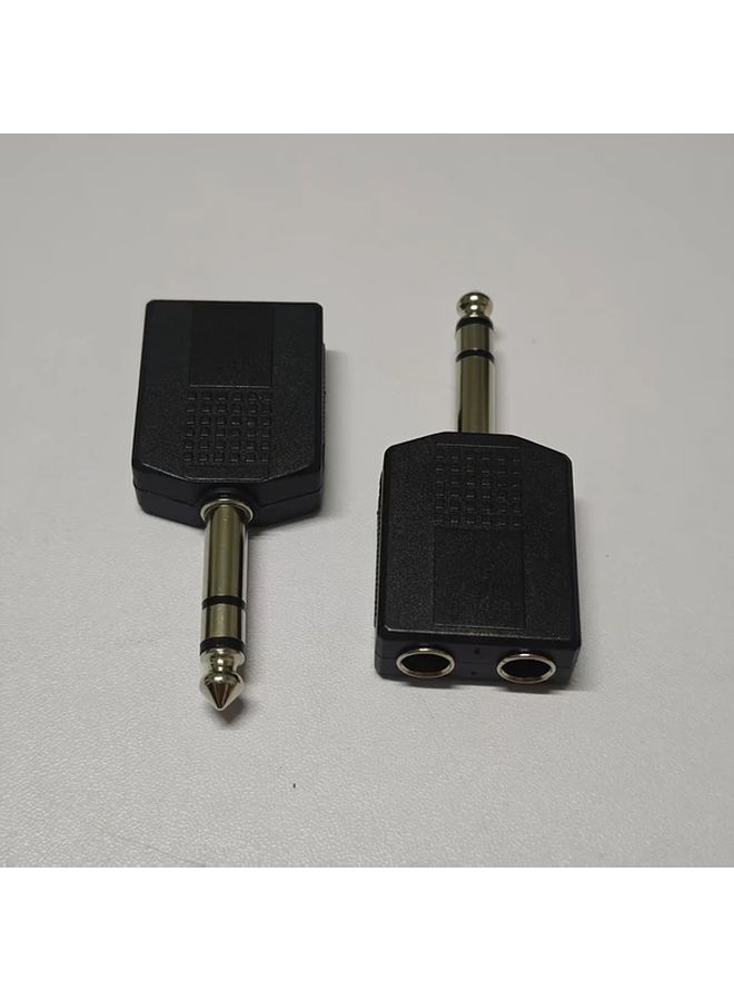 6.5mm One For Two Stereo Headphone Jack Adapter Dual Channel Polished PP Material - Image 3
