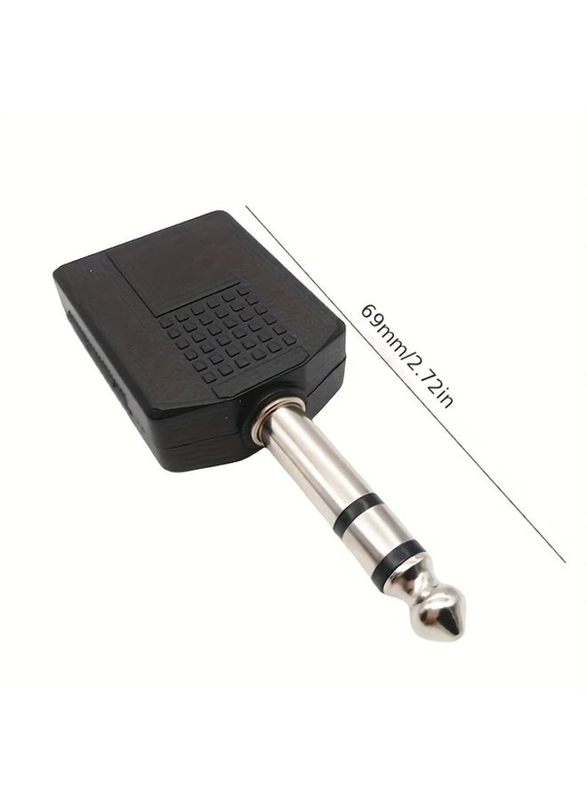 6.5mm One For Two Stereo Headphone Jack Adapter Dual Channel Polished PP Material - Image 1