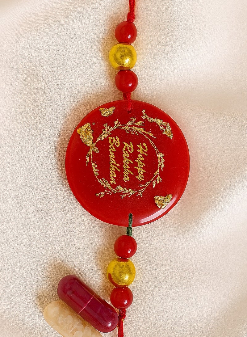 Ready For Chai Handmade Happy Raksha Bandhan Resin Rakhi with Roli-Chawal Unique Raksha Bandhan Rakhi - Image 1