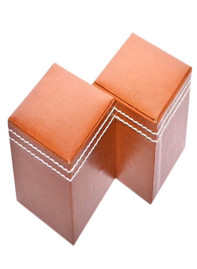 LRS Premium Leather Finish Paper Weight - Office Desk Accessory - 2x2x2.1 inch Cube shape (TAN - Pack of 2) - Image 2
