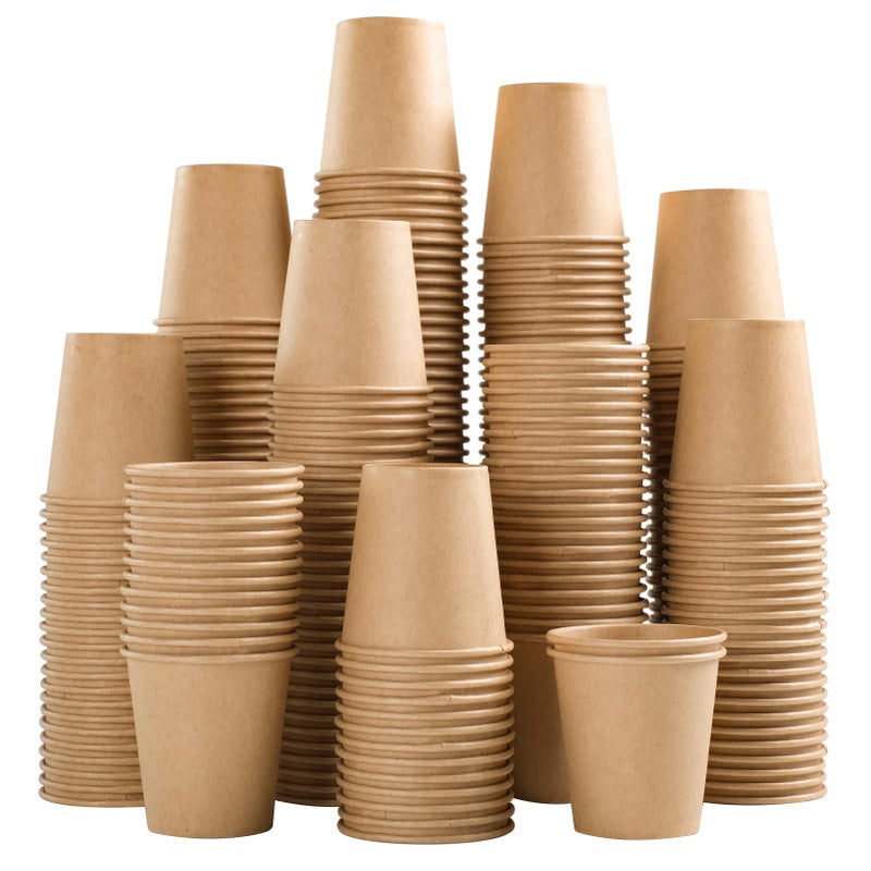 SIUQ 400 Pack 3 oz Kraft Paper Cups, Disposable Bathroom Cups, Mini Mouthwash Cups, Hot/Cold Beverage Drinking Cup for Gargle Espresso Juice Medicine (Brown) - Image 1