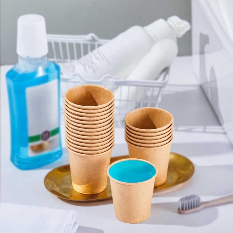 SIUQ 400 Pack 3 oz Kraft Paper Cups, Disposable Bathroom Cups, Mini Mouthwash Cups, Hot/Cold Beverage Drinking Cup for Gargle Espresso Juice Medicine (Brown) - Image 4