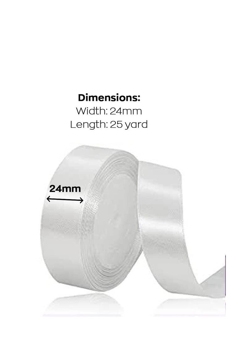 MARKQ White Satin Ribbon, 24mm x 25yd Fabric Polyester Ribbon for Gift Wrapping, Party Favors, Wedding Decorations, Bow Making, Bouquets, Sewing Projects & Craft Supplies  - Image 2