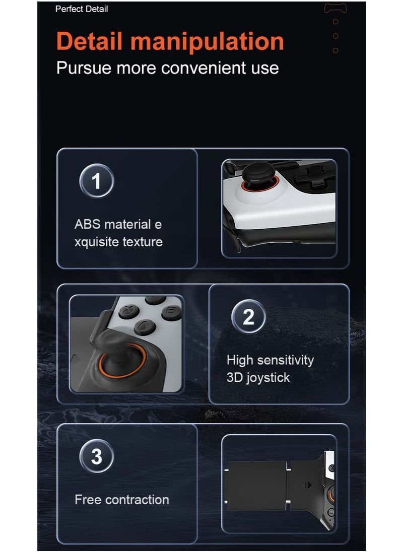 Professional Stretch Gamepad Gamwing Cooling Gamepad Bluetooth Gaming Controller compatible with Android iOS PC Switch with Hall Joysticks Precidion Trigger Vibration Motor