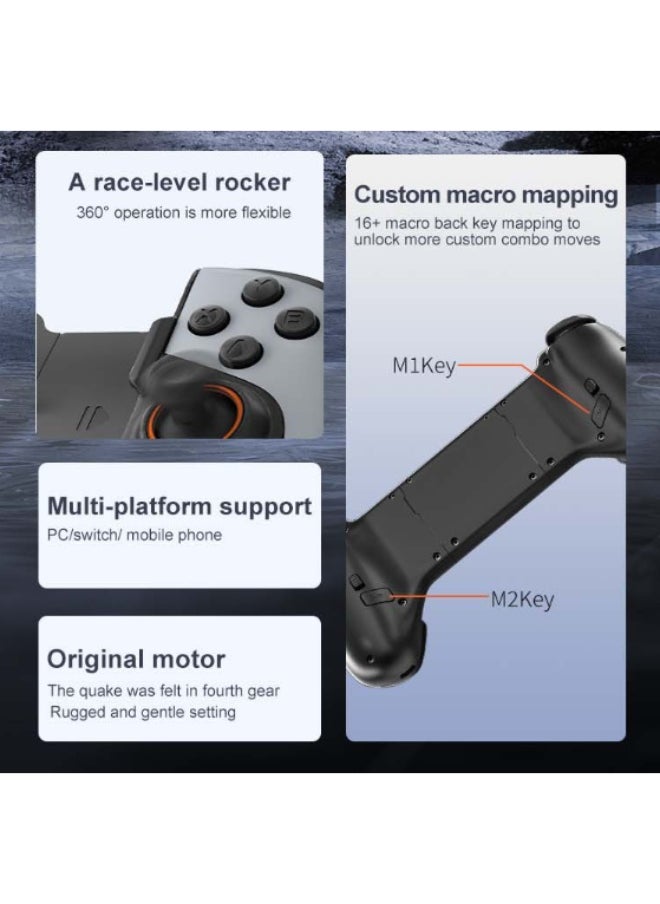 Professional Stretch Gamepad Gamwing Cooling Gamepad Bluetooth Gaming Controller compatible with Android iOS PC Switch with Hall Joysticks Precidion Trigger Vibration Motor