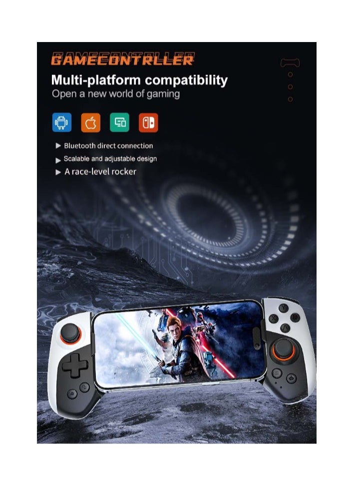 Professional Stretch Gamepad Gamwing Cooling Gamepad Bluetooth Gaming Controller compatible with Android iOS PC Switch with Hall Joysticks Precidion Trigger Vibration Motor