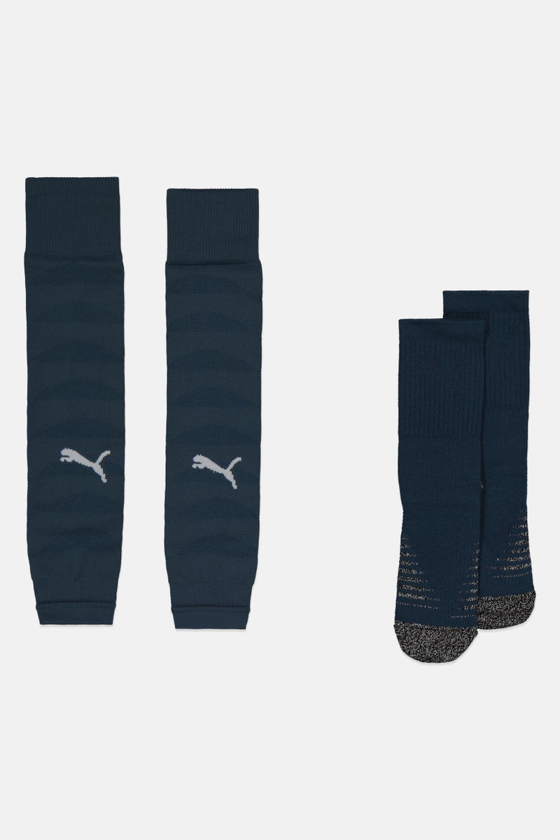 PUMA Men 2 Pairs Brand Logo Football Crew Socks, Slate Blue - Image 1