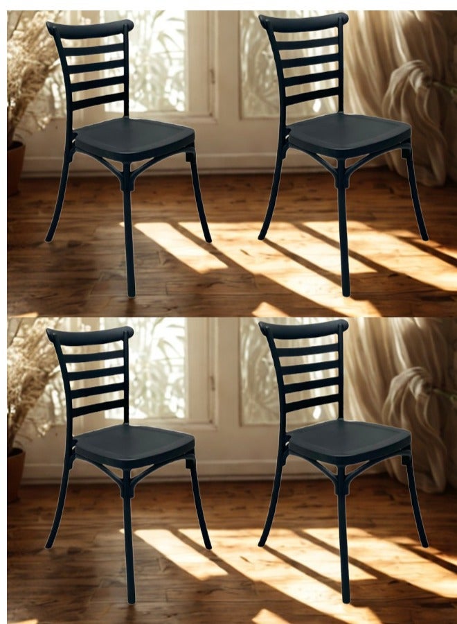 SMART HOME Modern Design 4-Piece Fiber Chair Set with Sturdy Legs - 45x45x80 cm | Durable Seat for Office, Dining Room, Coffee Shop, Garden, and Outdoor Lounges - Image 1