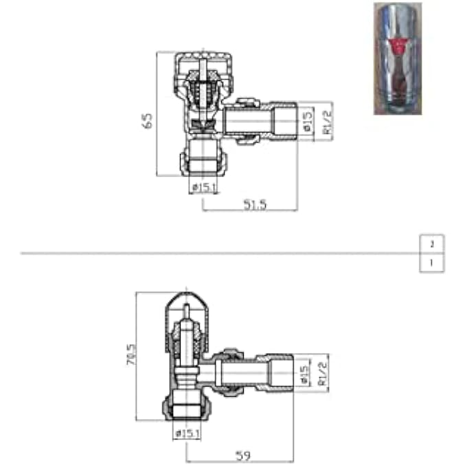 CCAT001 ANGLED RADIATOR VALVE, CHROME - Image 3