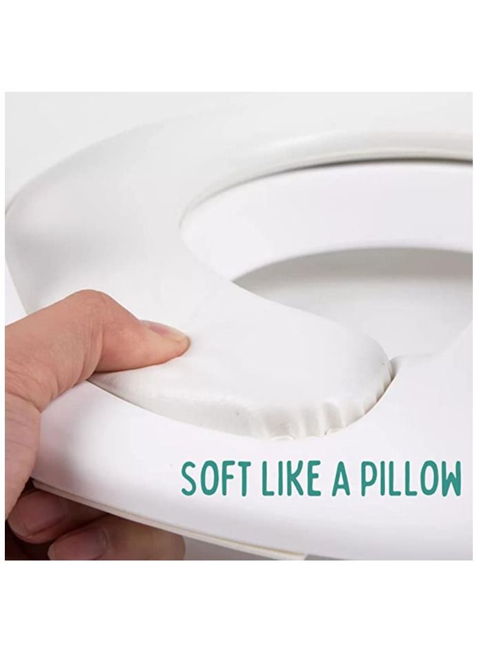 بيوتي أمبيشون مقعد التدريب على النونية للأطفال والأولاد والبنات ، غطاء مقعد المرحاض للأطفال الصغار مع مقبض وسادة مسند الظهر للمدرب المرحاض - للمراحيض المستديرة والبيضاوية (وردي) - Image 2