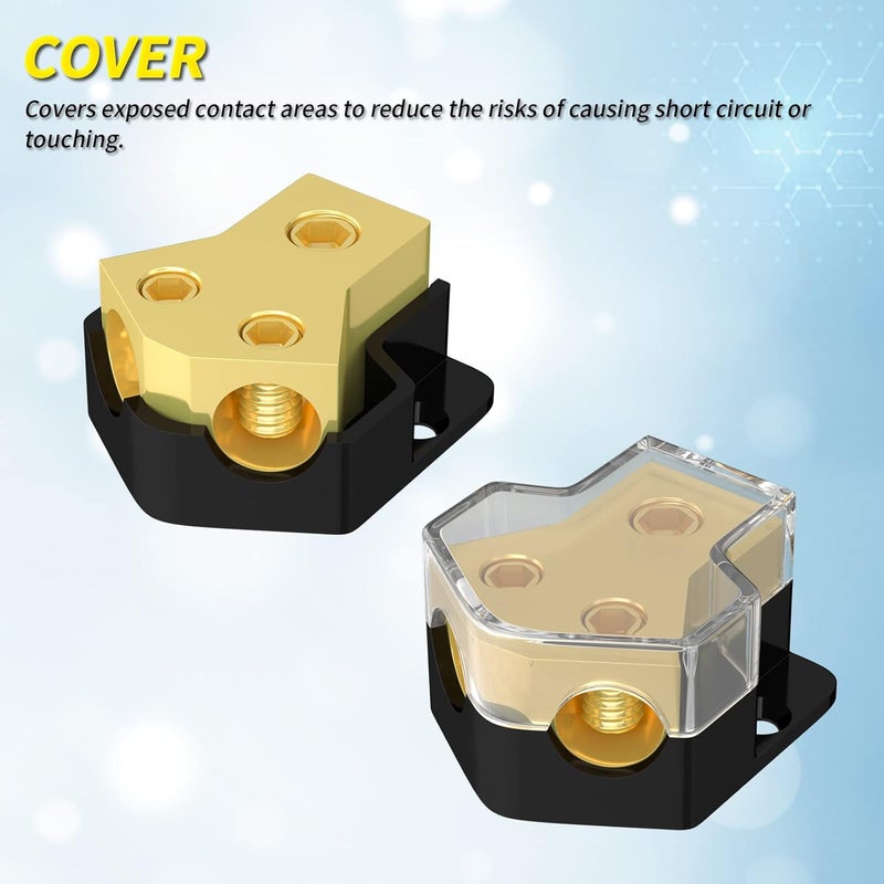 Joinfworld Power Distribution Block Car Audio 2 Way Ground Distribution Block 0/2/4 Gauge in 4/8/10 Gauge Out Amp Distribution Block Splitter for Auto Car Boat - Image 5