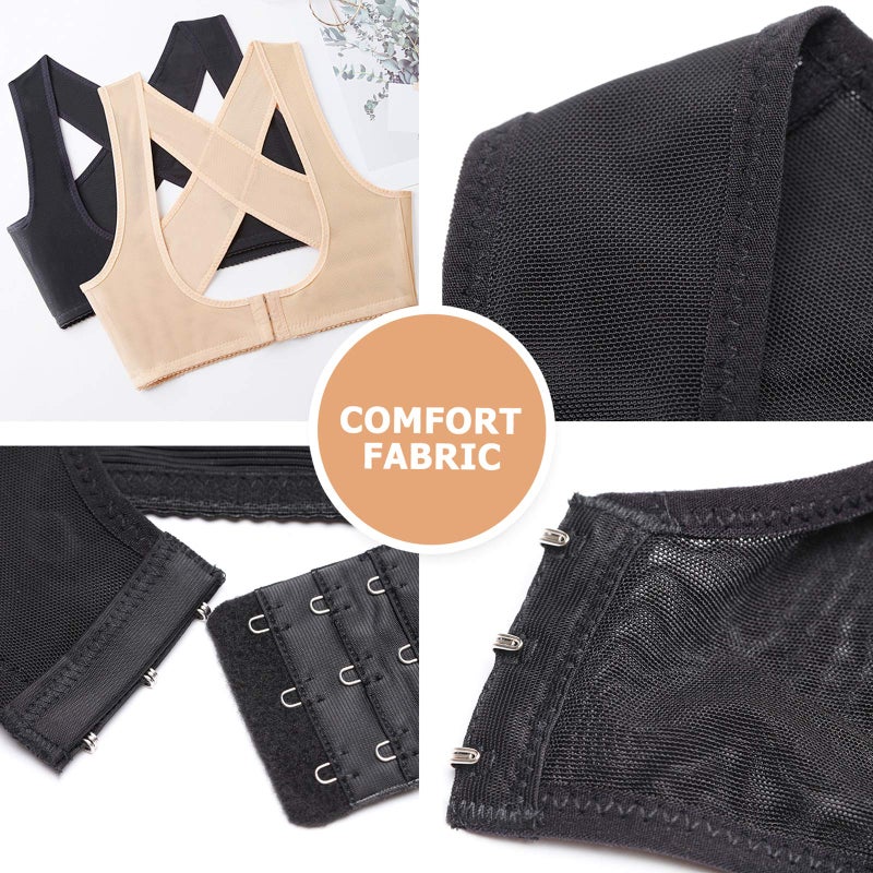 Werena Women Posture Corrector Back Brace Support Bra Strap Shaper Vest Sleeveless Shapewear Tops(#11 X-strap Black Top-2, Small) - Image 5