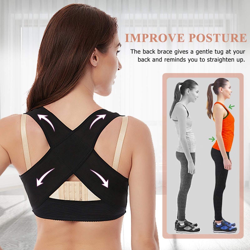 Werena Women Posture Corrector Back Brace Support Bra Strap Shaper Vest Sleeveless Shapewear Tops(#11 X-strap Black Top-2, Small) - Image 3