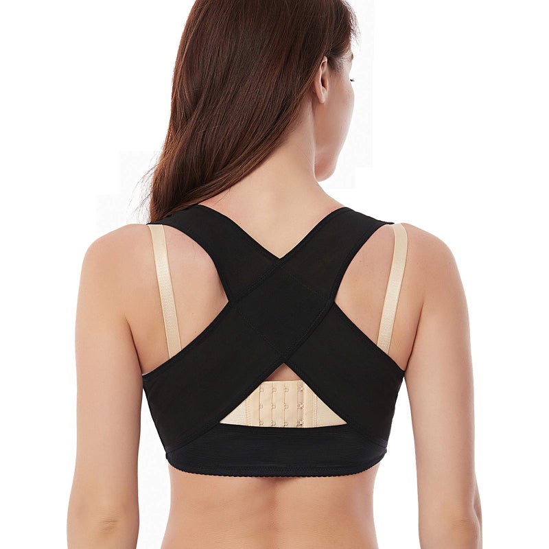 Werena Women Posture Corrector Back Brace Support Bra Strap Shaper Vest Sleeveless Shapewear Tops(#11 X-strap Black Top-2, Small) - Image 1