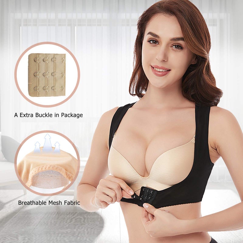 Werena Women Posture Corrector Back Brace Support Bra Strap Shaper Vest Sleeveless Shapewear Tops(#11 X-strap Black Top-2, Small) - Image 4