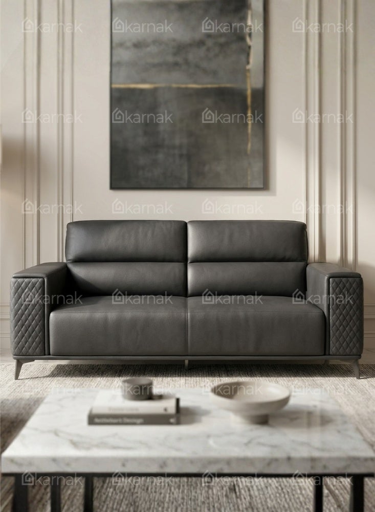 Karnak Kinzli Modern 5-Seater Sofa Set | Leather Tufted Couch | Black Comfortable Armrest Sofa Set for Living Room Apartment, Villas Furniture - Image 5