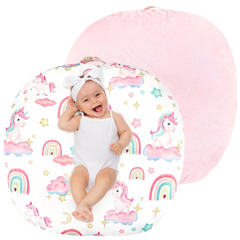 Pea Pod Newborn Lounger Cover for Boys Girls Soft Comfortable Baby Lounger Cover 1 Pack Reversible Removable Fleece Slipover for Infant Lounger Pillow Unicorn Cover Only - Image 2