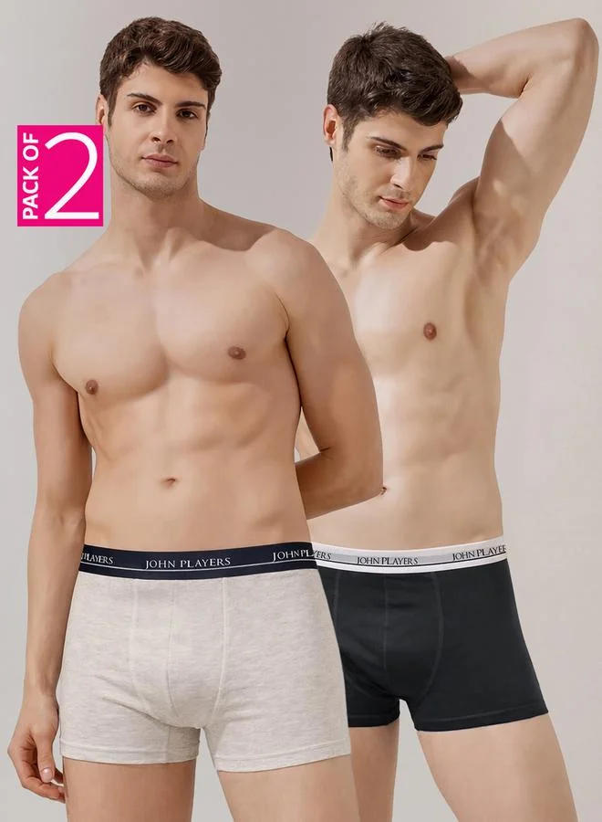 John Players Pack of 2 - Multi-Color Logo Print Trunk Underwear