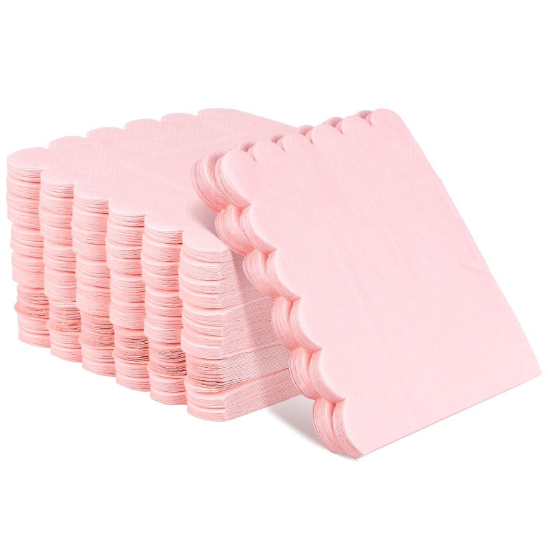 Scalloped Pink Paper Napkins 150 Count Disposable For Dinner Party Birthday Supplies - Image 2