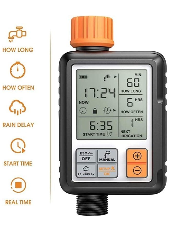 PRIMO PLUS Large Screen Automatic Watering Timer Black/Orange - Image 5