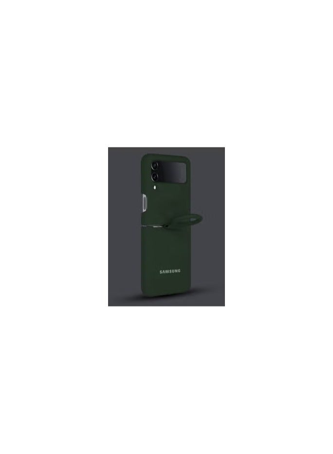 CATANES Samsung Galaxy Z Flip 4 Silicone Case With Finger Ring Green - Image 1