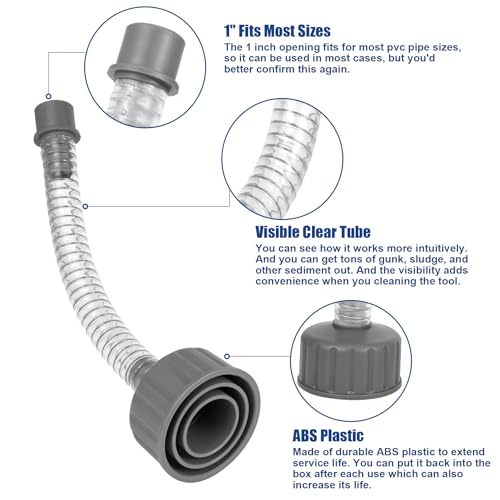 YullSorom Wet Vac Attachment A/C Drain Lines Cleaner Tool, AC Drain Line Vacuum Adapter to Unclog and Evacuate ABS Compatiable With Most PVC Pipe Sizes Grey - Image 4