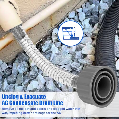 YullSorom Wet Vac Attachment A/C Drain Lines Cleaner Tool, AC Drain Line Vacuum Adapter to Unclog and Evacuate ABS Compatiable With Most PVC Pipe Sizes Grey - Image 5