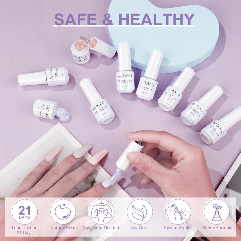 SAVILAND Gel Nail Polish Set: 33pcs Red White Pink Glitter Soak-off Nail Polish with Base & Glossy Matte Top Gel Dark Red Manicure Gifts - Image 3