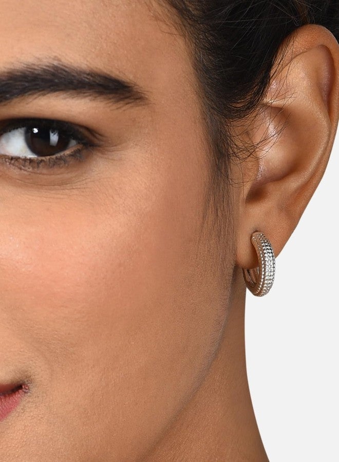Ami Silver Tone Classy Contemporary Semi Hoop Earring For Women-ZPFK20803 - Image 3