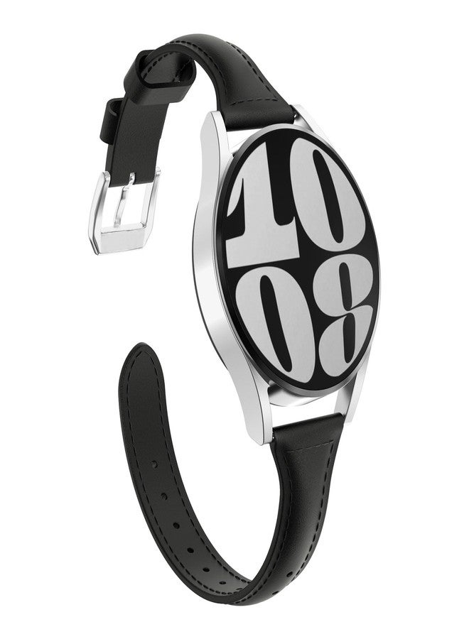 MoKo Slim Leather Band Compatible with Samsung Galaxy Watch 7 FE 6 5 4, 40mm 44mm/Watch 6 4 Classic 43mm 47mm 42mm 46mm/Watch 5 Pro/3 41mm/Active 2, 20mm Genuine Leather Thin Band, Black - Image 1